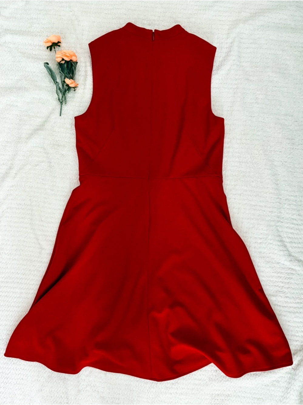 Liz Claiborne Red Sleeveless Bow Mock Neck Fit & Flare Dress - Size 10 - Picture 5 of 7
